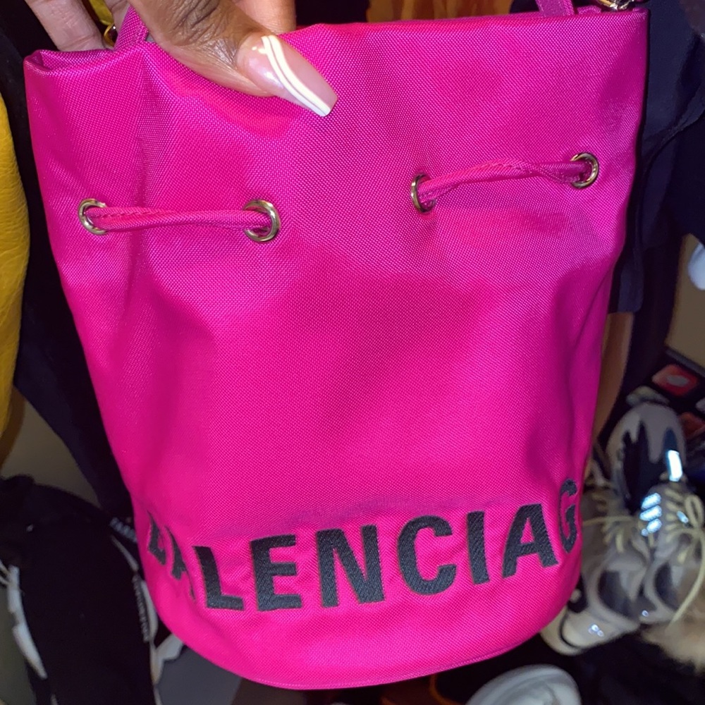Balenciaga wheel xs drawstring bucket bag